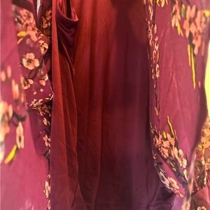 DR2 Maroon Floral Long Sleeve Blouse - 3X